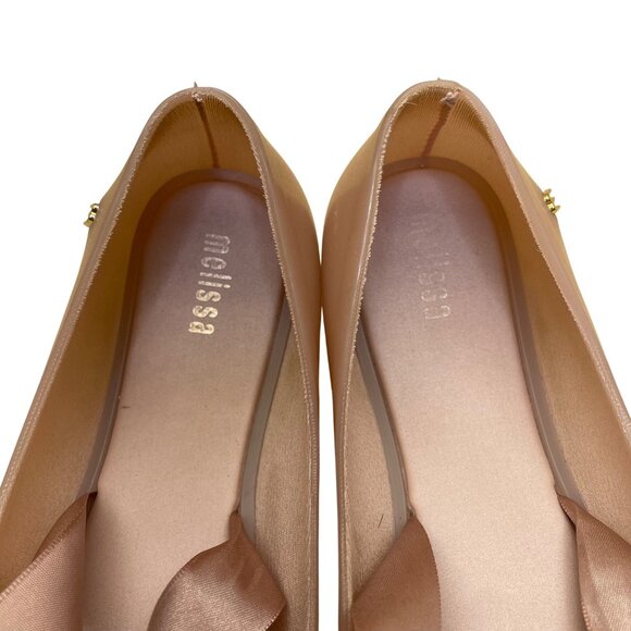 Melissa Women’s Pink Rubber With Ribbon Ties Ballet Bow Shoes Size 9 - Picture 5 of 8